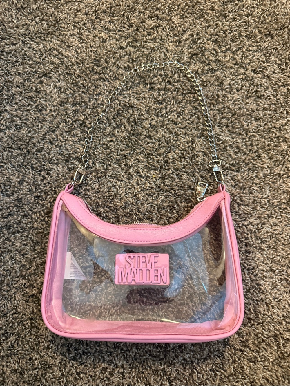 Steve Madden Pink Clear Shoulder Bag with Silver Chain